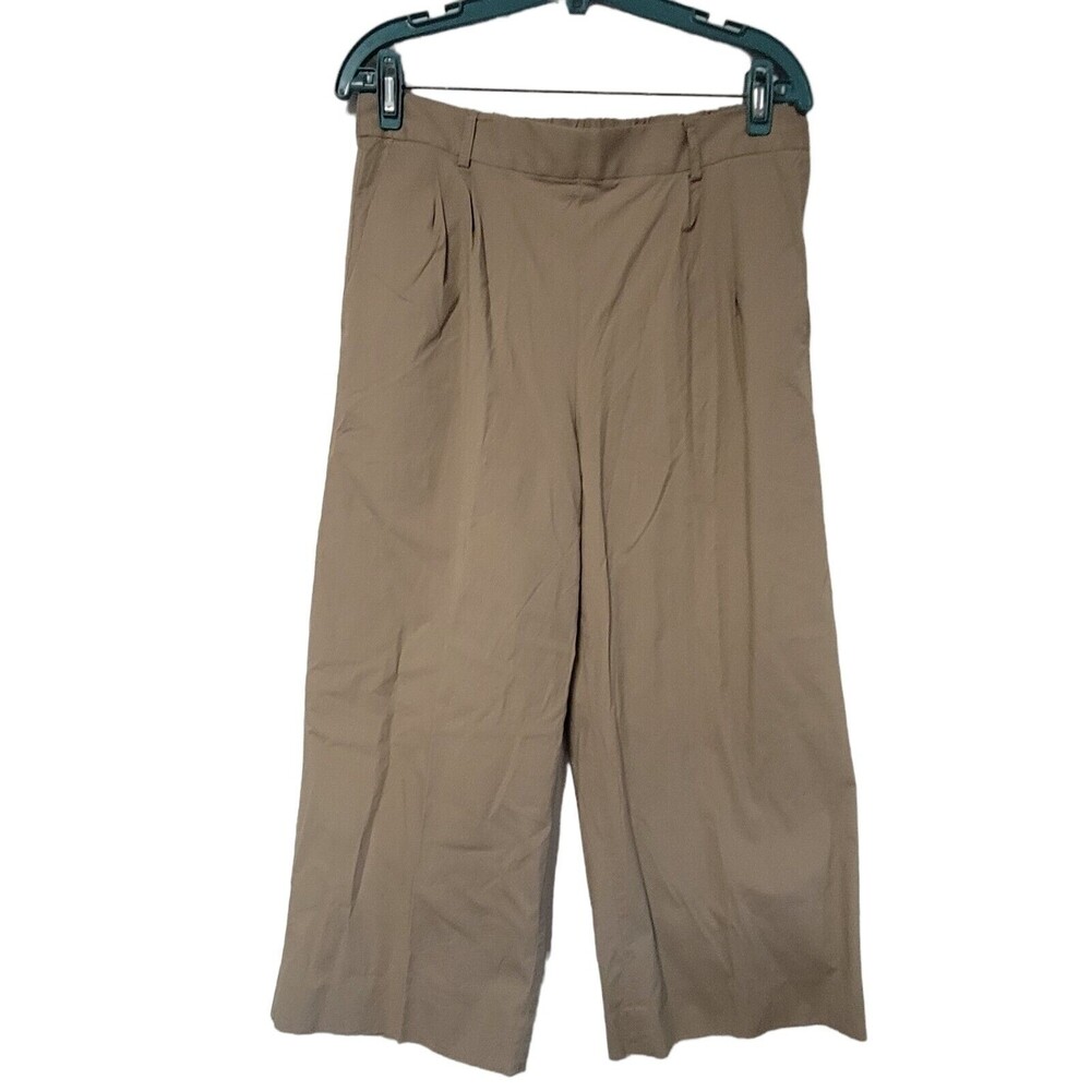 J CREW Wide Leg Cropped Pants Khaki 8‎  Pleated Front High Waist
